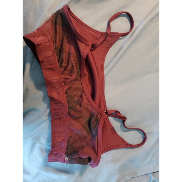 PINK Maroon with plaid and gold logo size Large Sports Bra - Picture 2 of 3